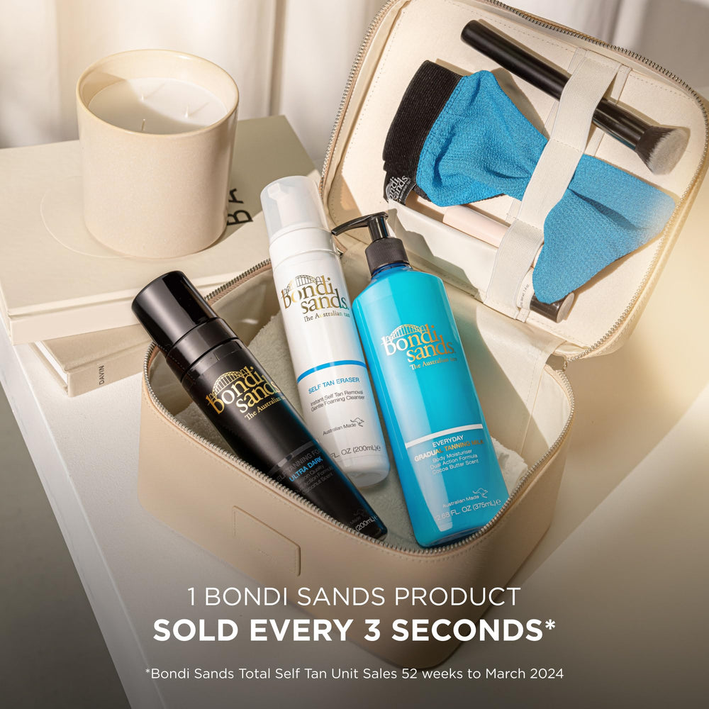 Bondi Sands dries to touch before dressing for convenient wear.