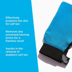Bondi Sands Exfoliation Mitt blue side for removing self-tan and correcting errors.