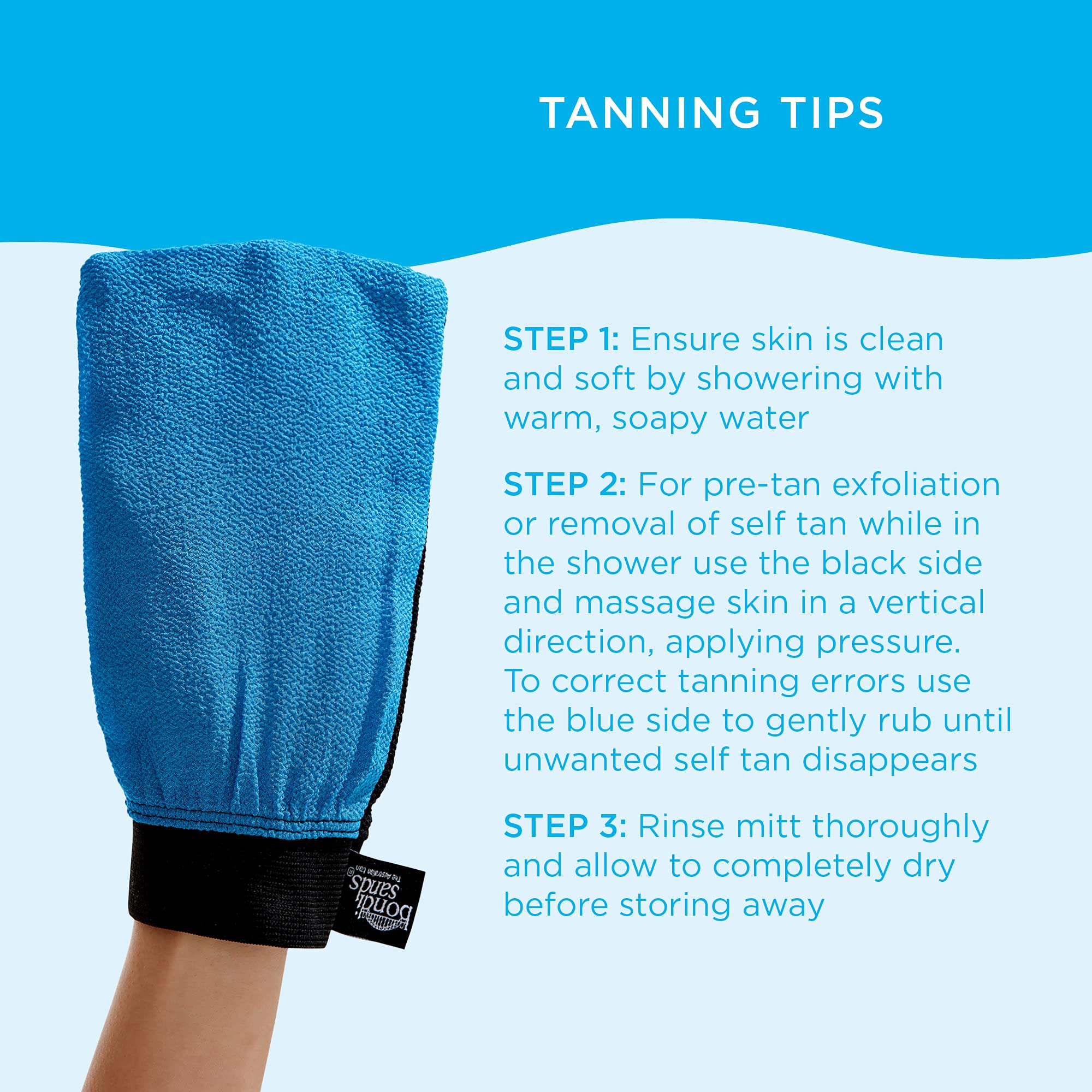 Bondi Sands Exfoliation Mitt dry skin prep for a smooth tan canvas.