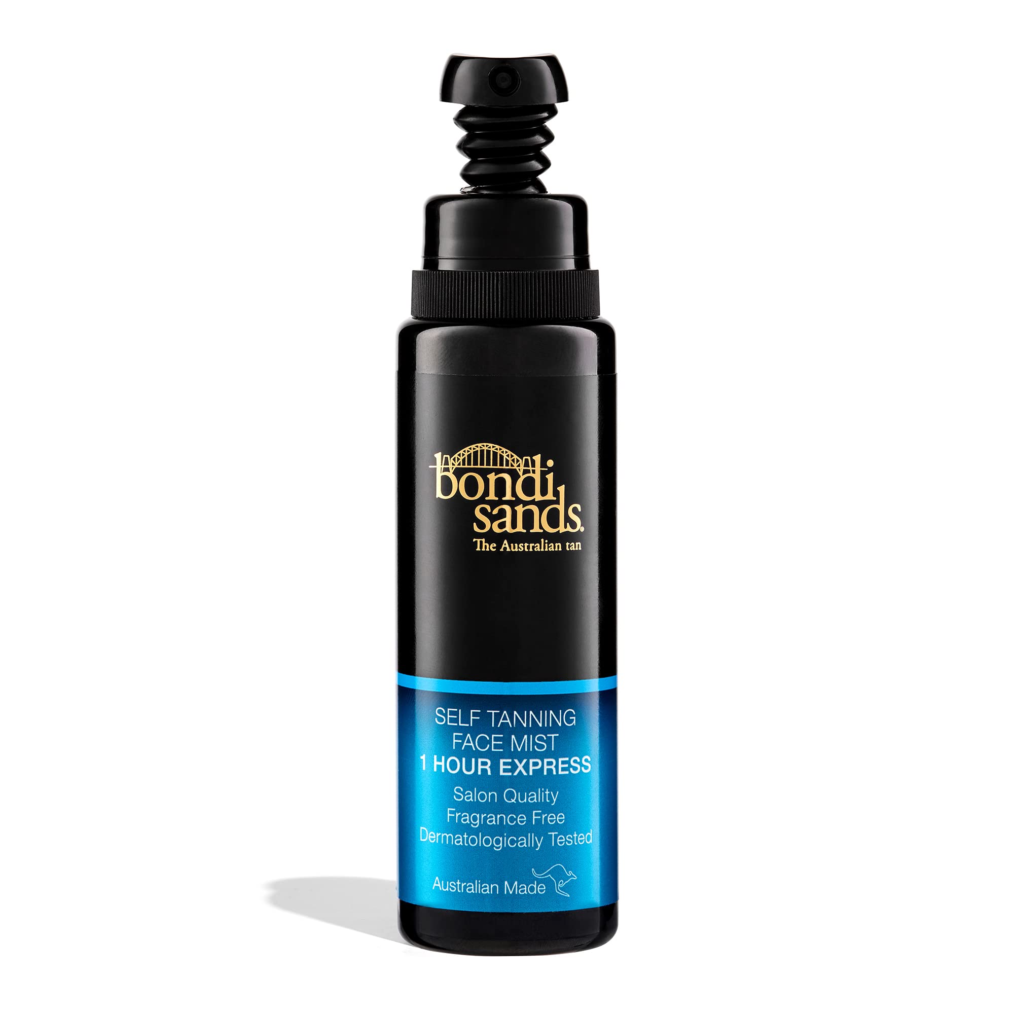 Bondi Sands face mist vegan cruelty-free badge supporting ethical beauty choices.