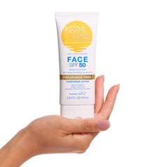 Bondi Sands fragrance-free daily face lotion SPF 50 applied under makeup for seamless routine