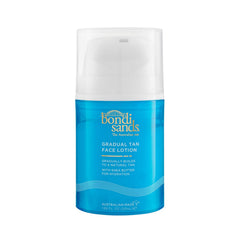 Bondi Sands Gradual Tanning Face Lotion bottle demonstrates portable hydration for a natural glow.