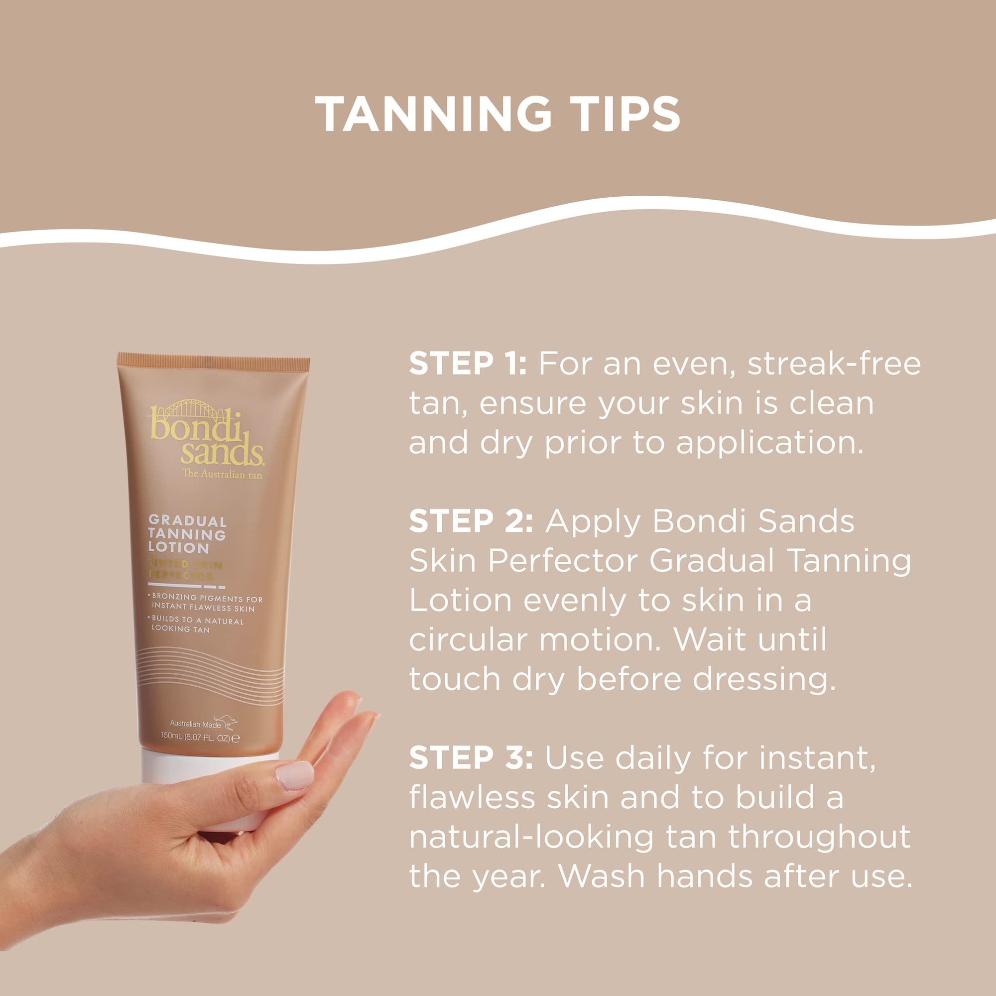 Bondi Sands natural golden glow captures long-lasting color for year-round radiance.