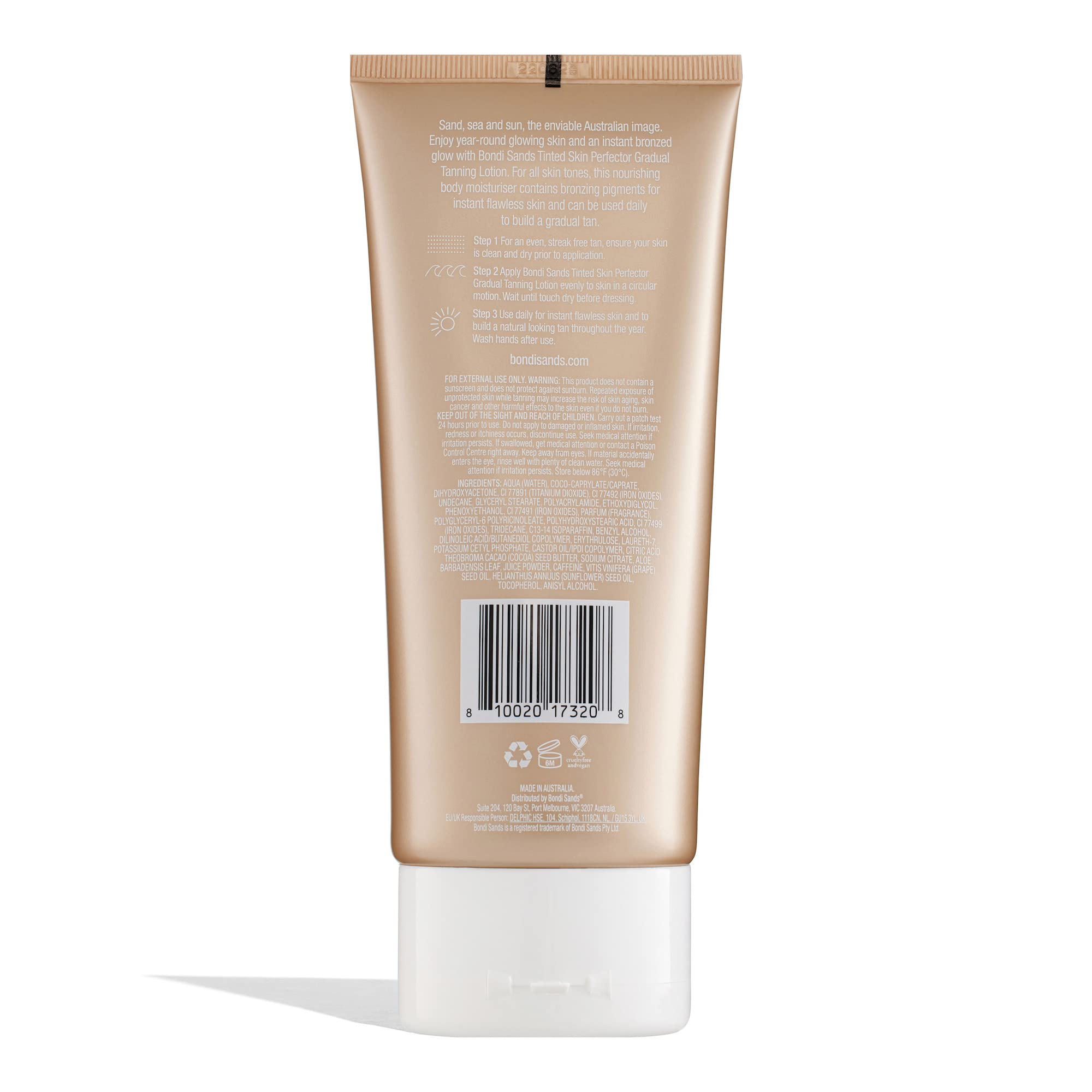 Bondi Sands gradual tanning lotion pump dispense demonstrates smooth, streak-free application.