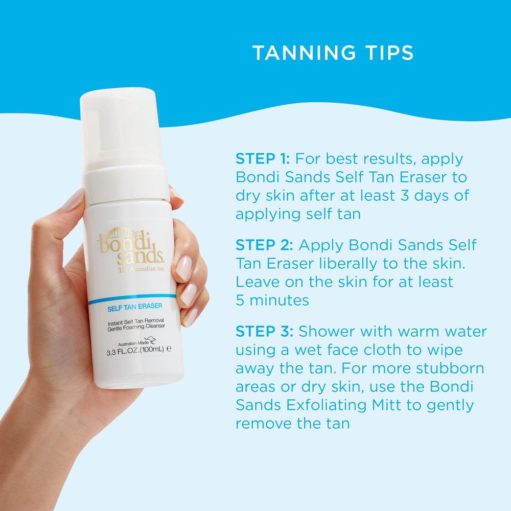 Bondi Sands Self Tan Eraser vegan cruelty-free badge indicates ethical formulation.
