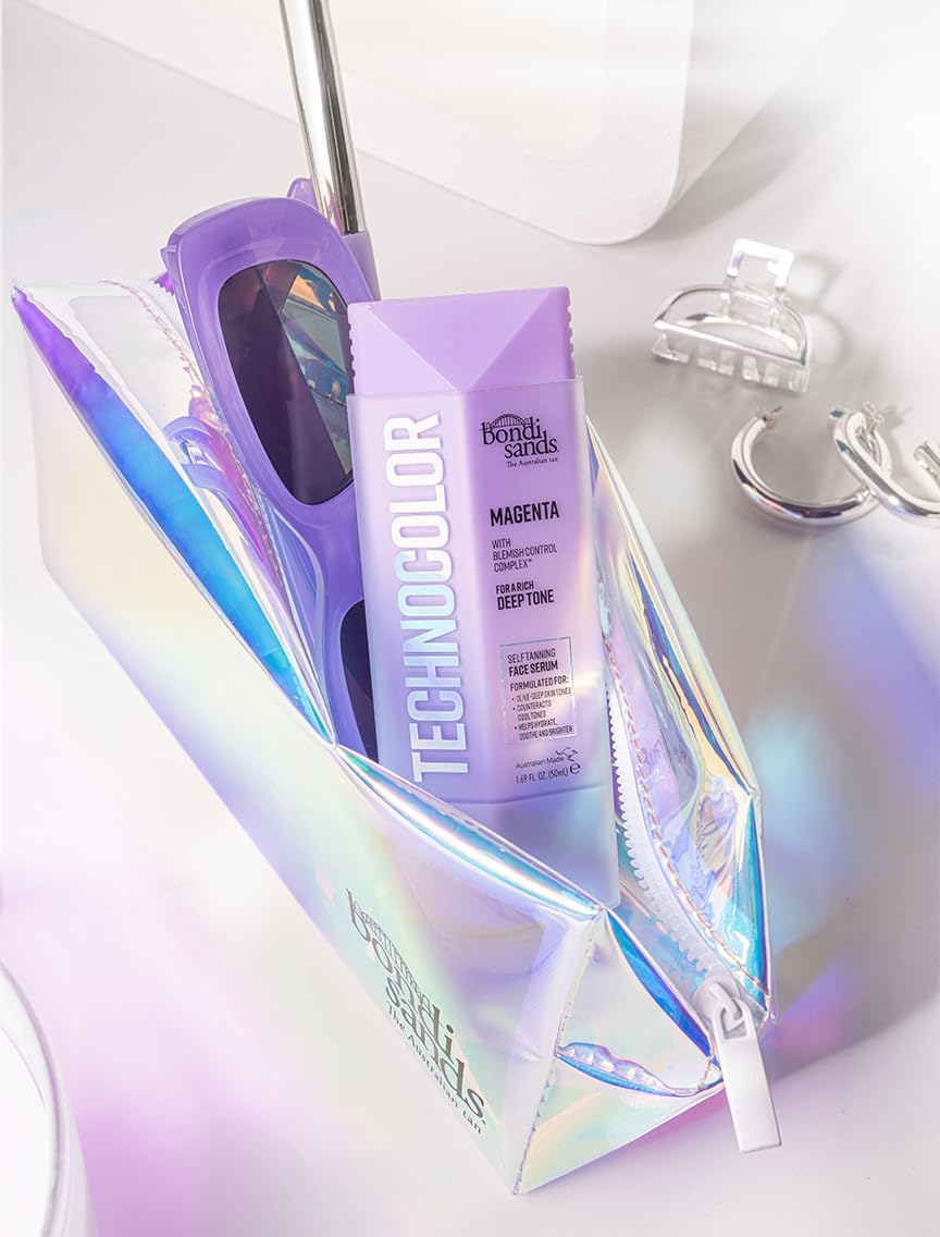 Bondi Sands Technocolor Face Serum hero shot emphasizing premium packaging