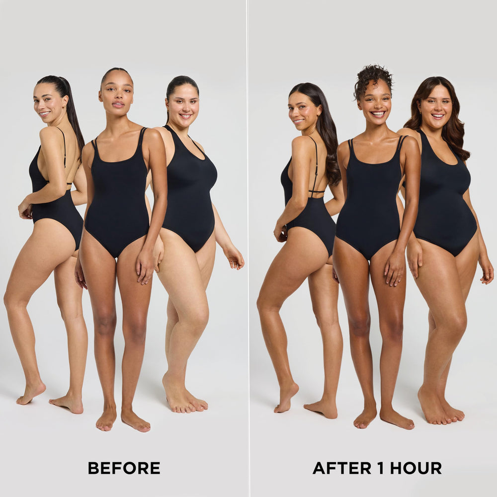 Bondi Sands Ultra Express Self Tanning Foam pump demonstrates easy application for even coverage