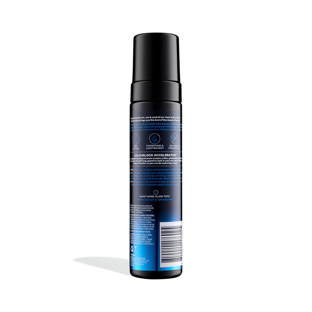 Bondi Sands Ultra Express Self Tanning Foam texture close-up shows lightweight mousse