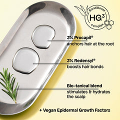 BondiBoost HG Lock Drops applied to scalp showing quick-absorption and non-greasy finish.