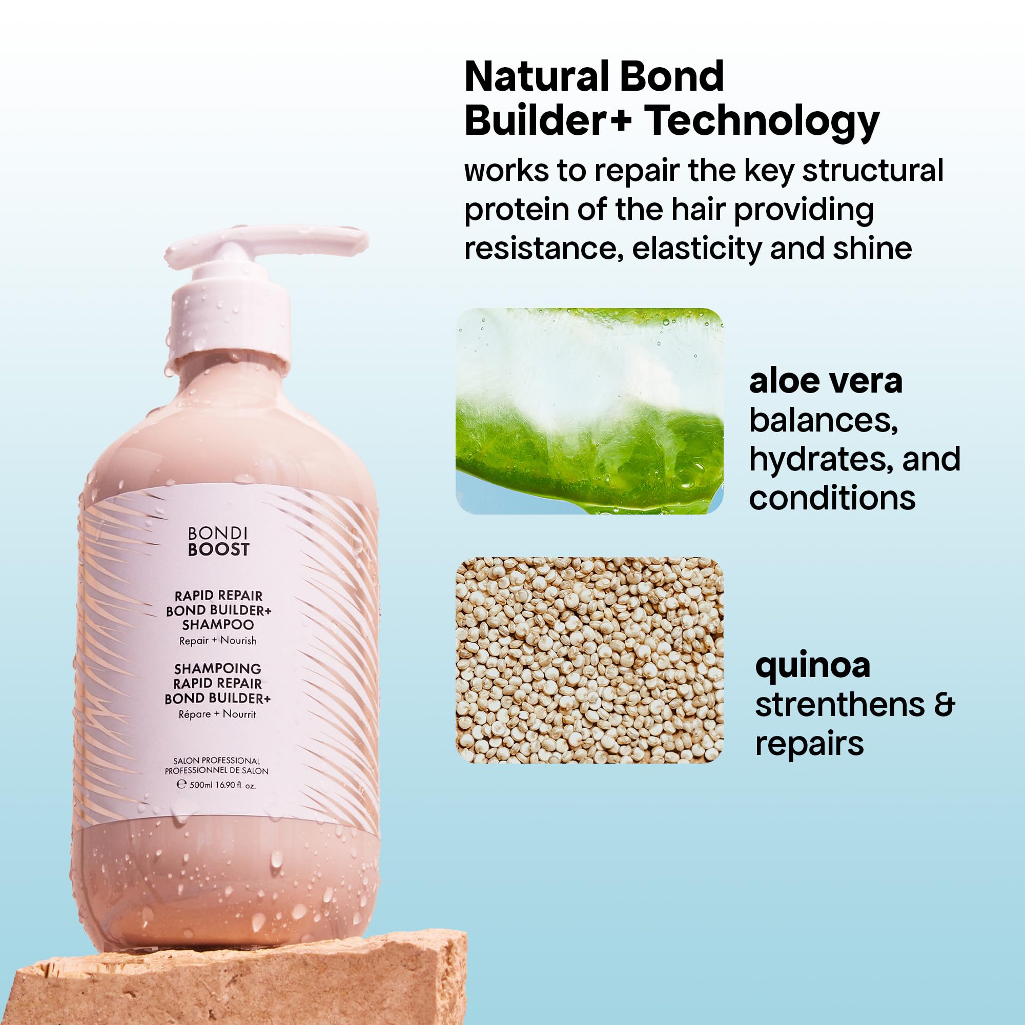 BondiBoost shampoo dispensing pump demonstrates easy, controlled product use.