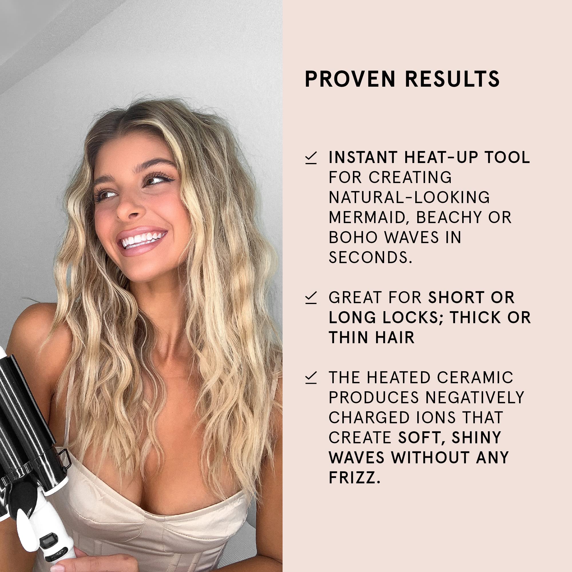 BONDIBOOST Wave Wand triple-barrel-design enables natural textured waves.