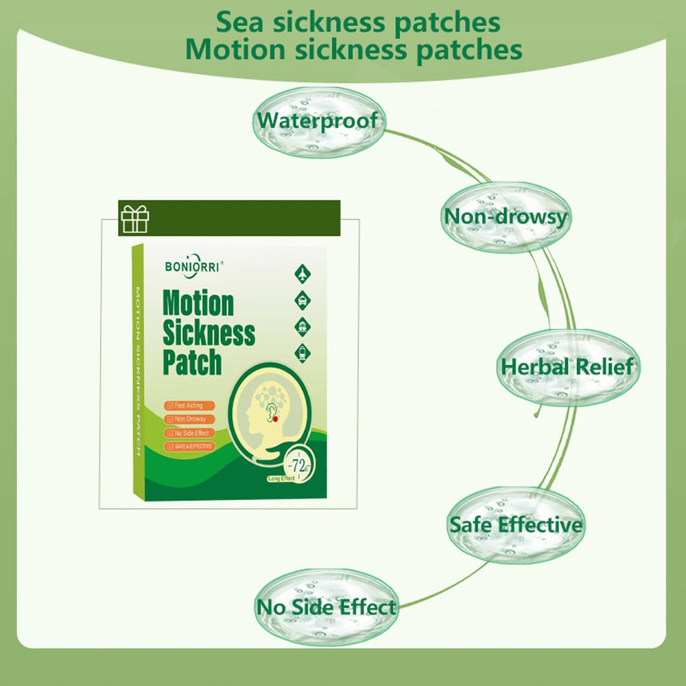 BONIORRI Motion Sickness Patches ideal for car, plane, train, or cruise