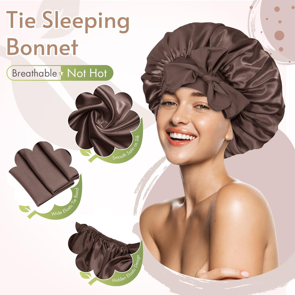 BONNET QUEEN breathable satin material closeup shows smooth weave.