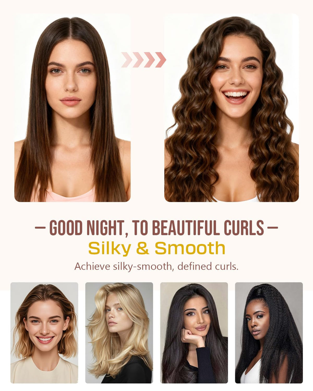 BONNET QUEEN overnight curls setup showing two-step wrap for zero-heat styling.