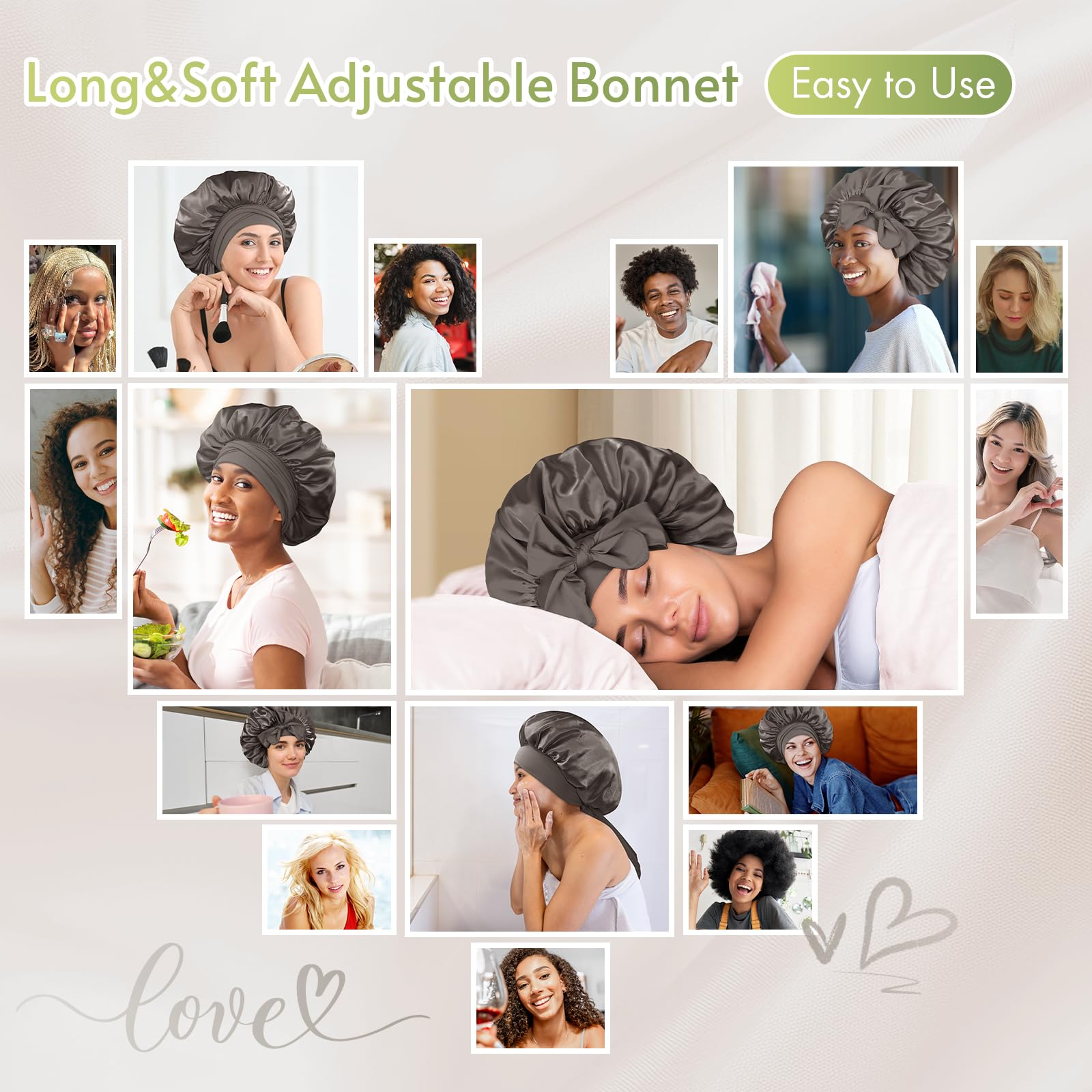 BONNET QUEEN overnight-hair-protection shot demonstrates keeping curls intact