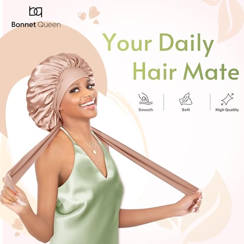 BONNET QUEEN stretchy band 58 to 75 inches, adaptable fit.