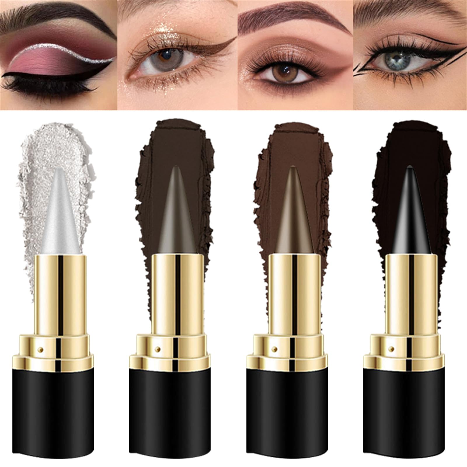 BONNIE CHOICE 4Pcs eyeliner set in black, silver, grey, brown for versatile day-to-night looks.