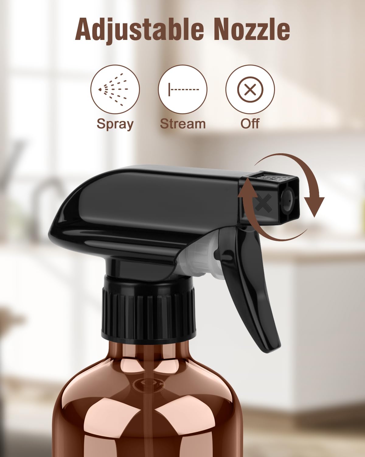 Bontip amber glass spray bottle set with black trigger nozzle for precise mist