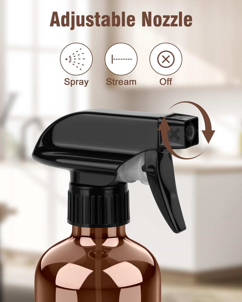 Bontip amber glass spray bottle set with black trigger nozzle for precise mist