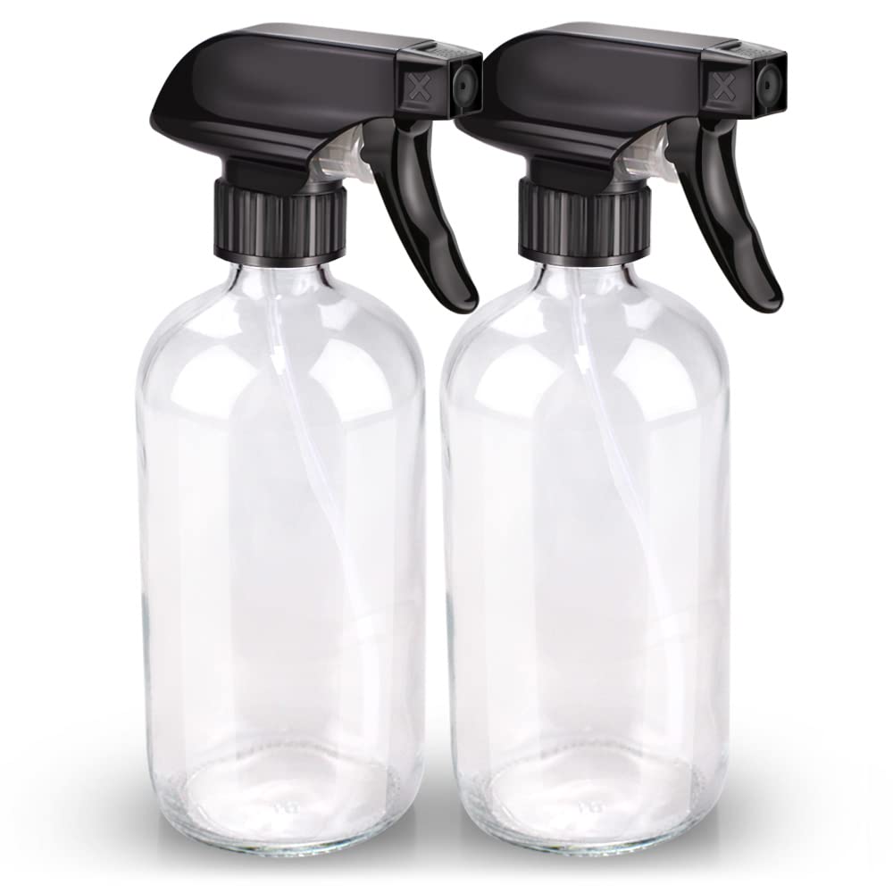Bontip glass spray bottle 16oz clear suitable for reusable, chemical-free home cleaning.