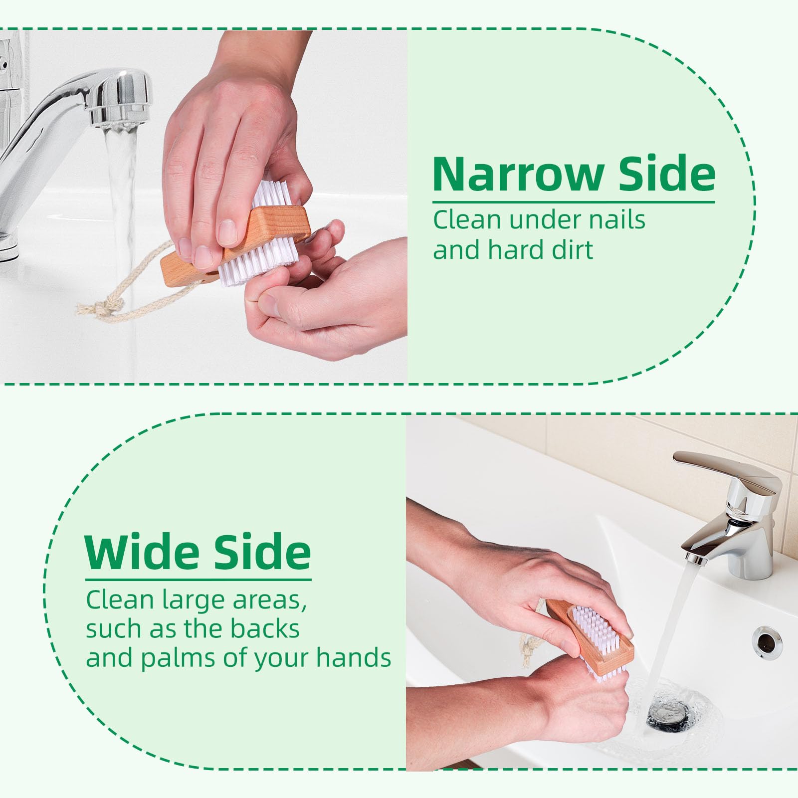 BONUMVITA wooden nail brush after-gardening removes soil and plant residue from fingertips.
