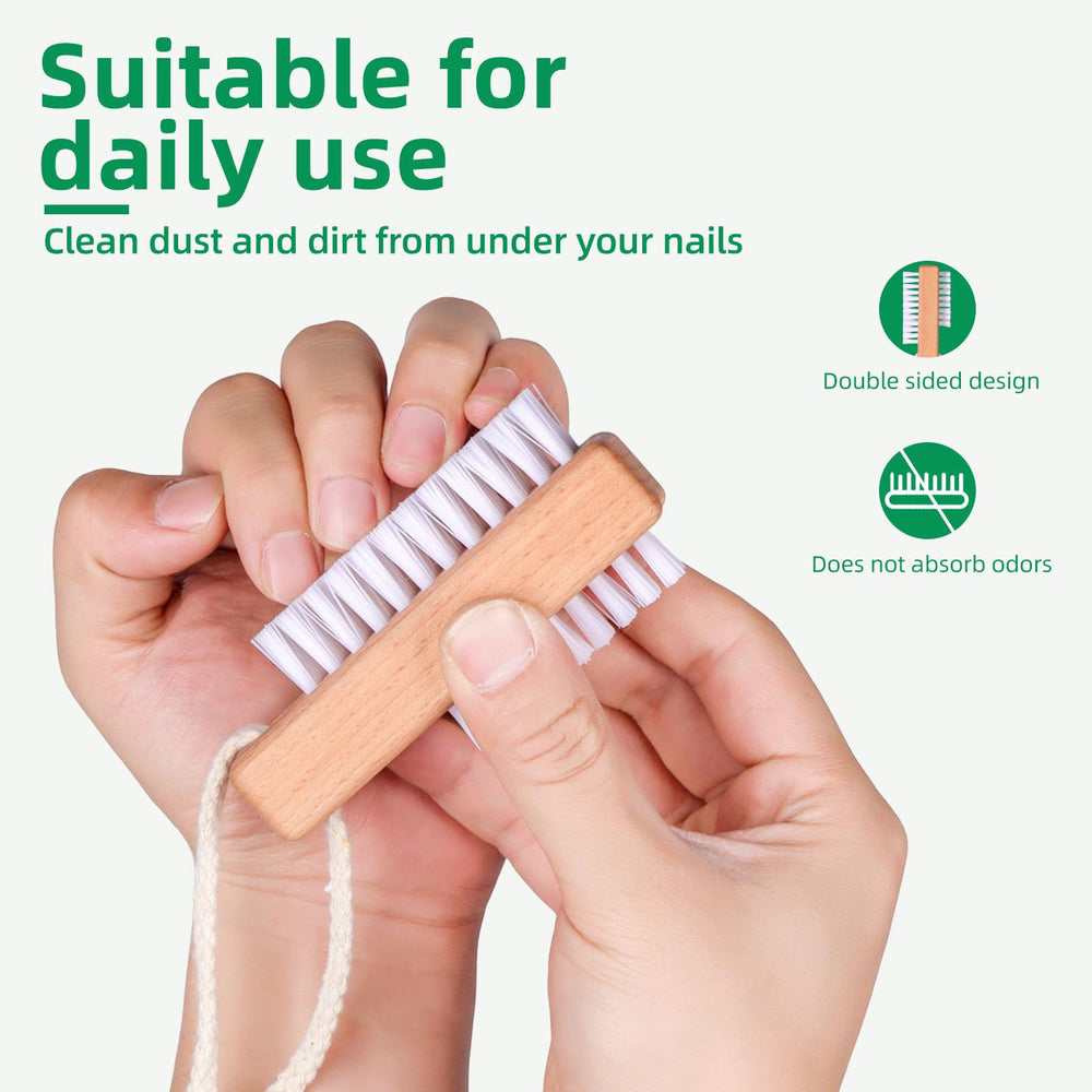 BONUMVITA wooden nail brush hanging-rope keeps your bathroom organized and brushes dry after use.
