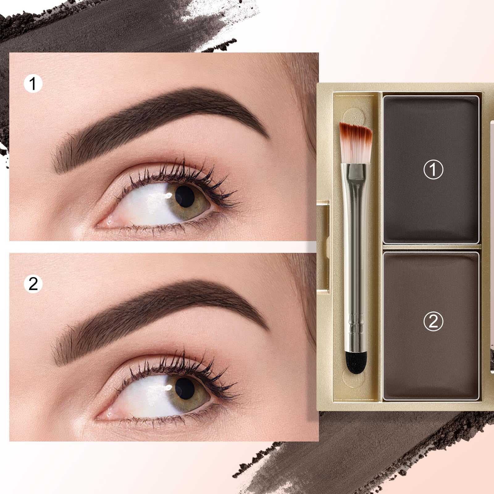 Boobeen Eyebrow Powder Kit color swatches offer natural shade match options.