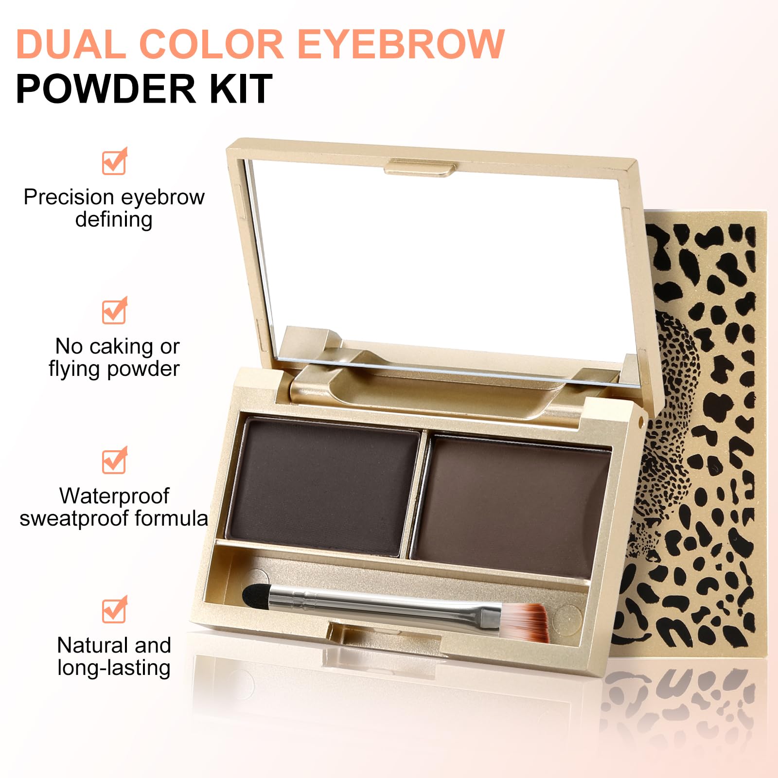 Boobeen Eyebrow Powder Kit double-ended brush for quick filling and shaping.