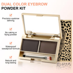 Boobeen Eyebrow Powder Kit double-ended brush for quick filling and shaping.