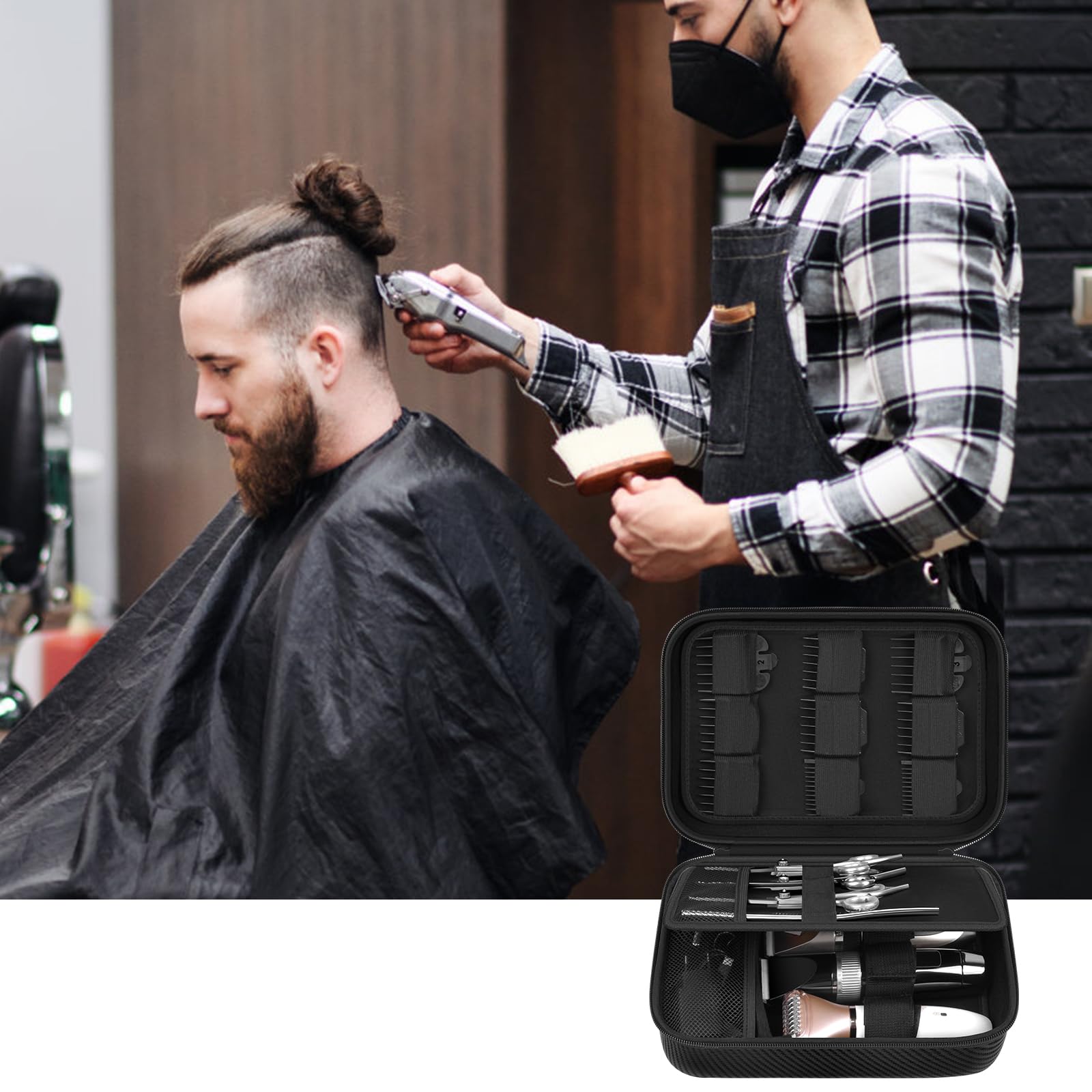 Boobowl Barber Accessories Bag zipper closure protects tools from dust and moisture.