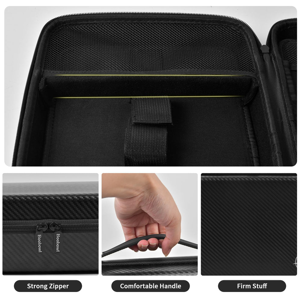 Boobowl hard travel case includes a mesh pocket for small accessories within easy reach.