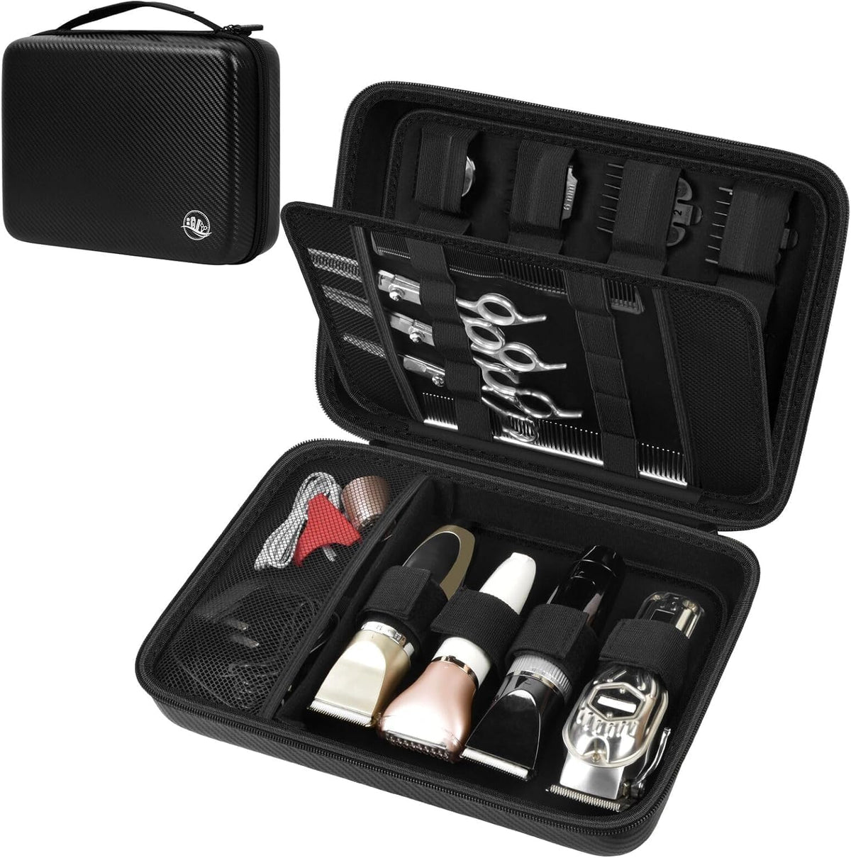 Boobowl hard travel case with sturdy top-handle for portable grooming on the go.