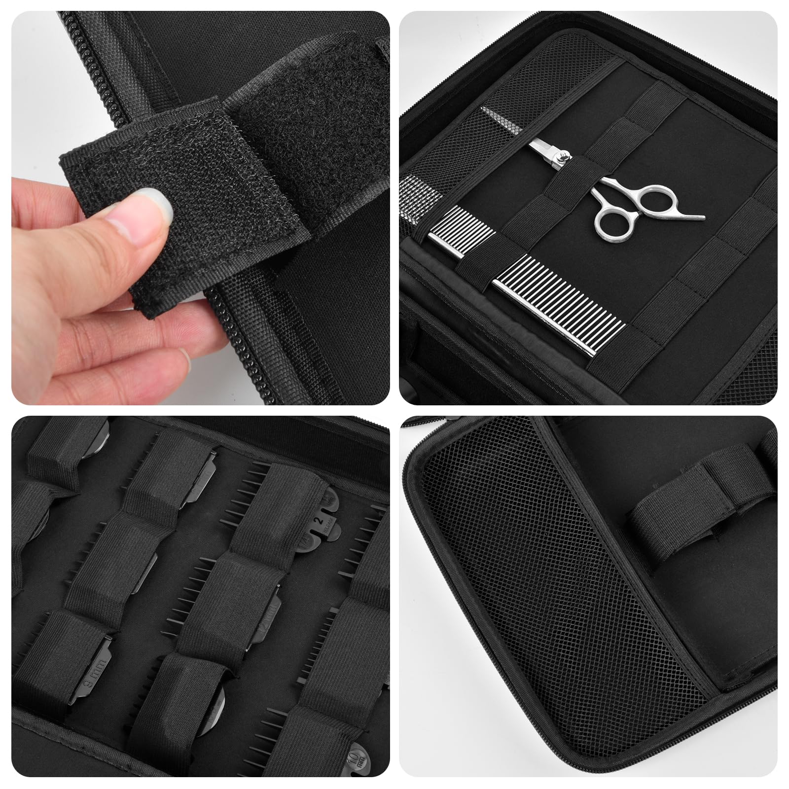 Boobowl hard travel case features adjustable Velcro straps securing multiple tool sizes.