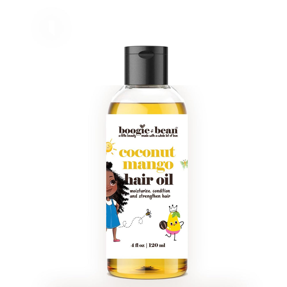 Boogie and Bean Kids Hair Oil application in hands enables smooth distribution.