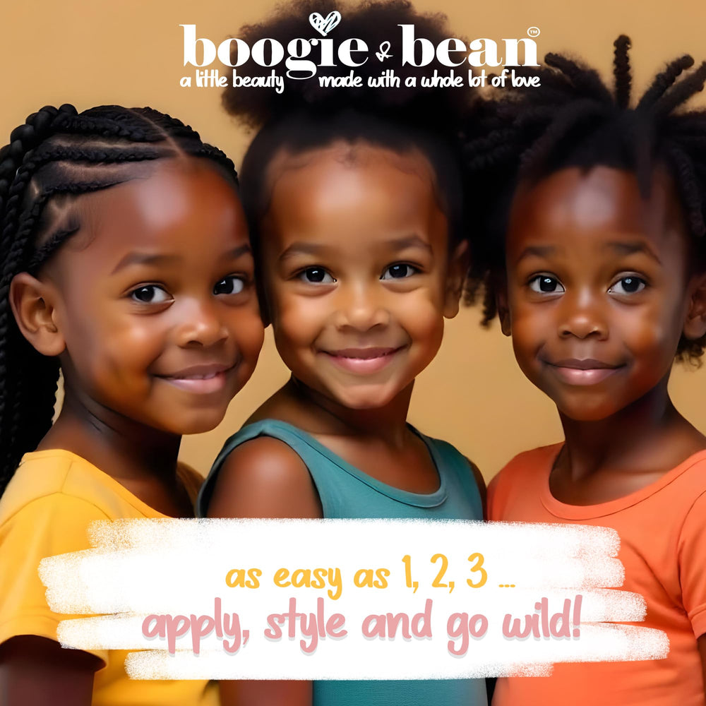 Boogie and Bean Kids Hair Oil ingredients coconut almond highlighted for natural moisture.