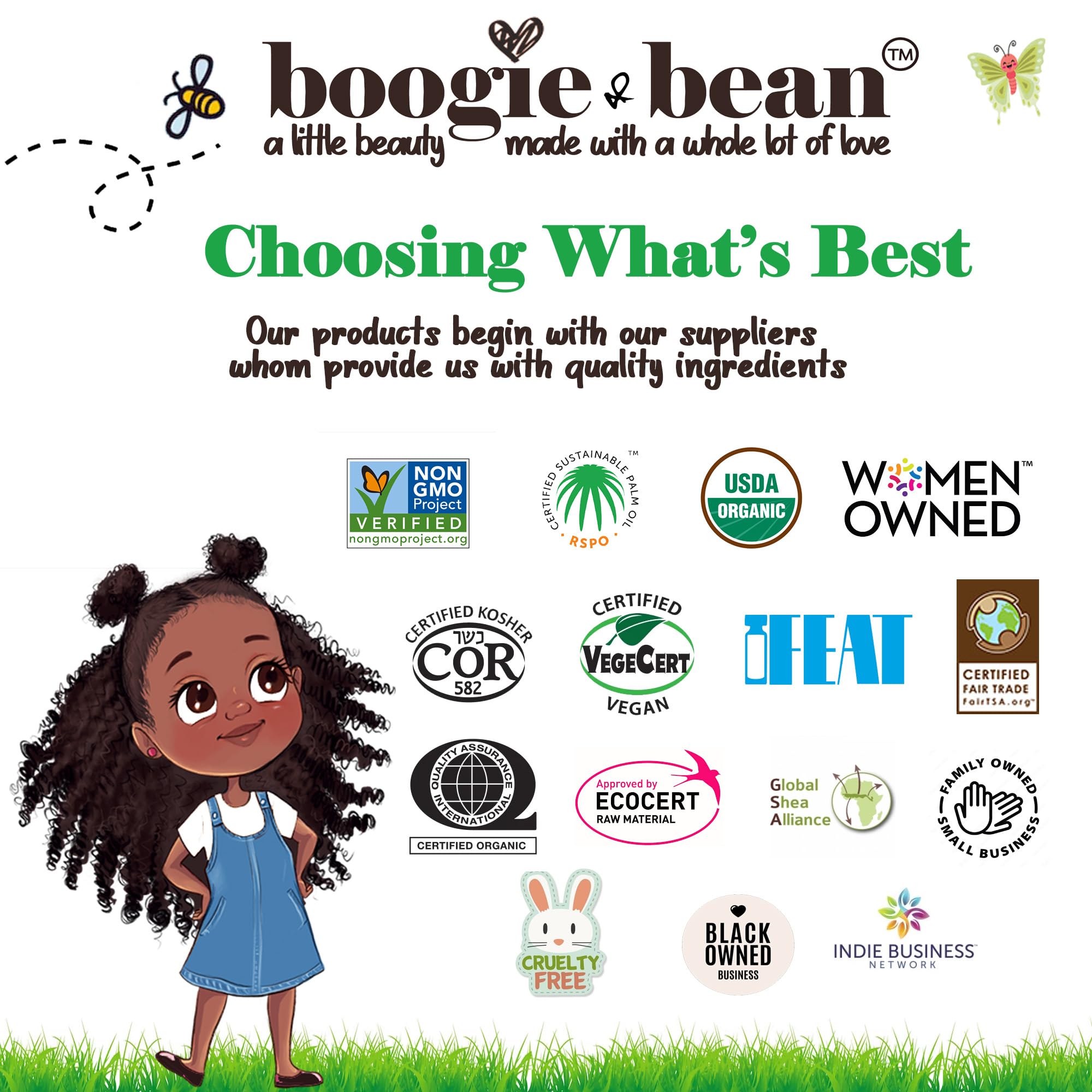 Boogie and Bean cruelty-free vegan label on hair oil emphasizes ethical care.