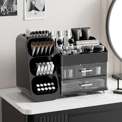 Booklov-drawer-system-organization demonstrates efficient storage for a full makeup collection.