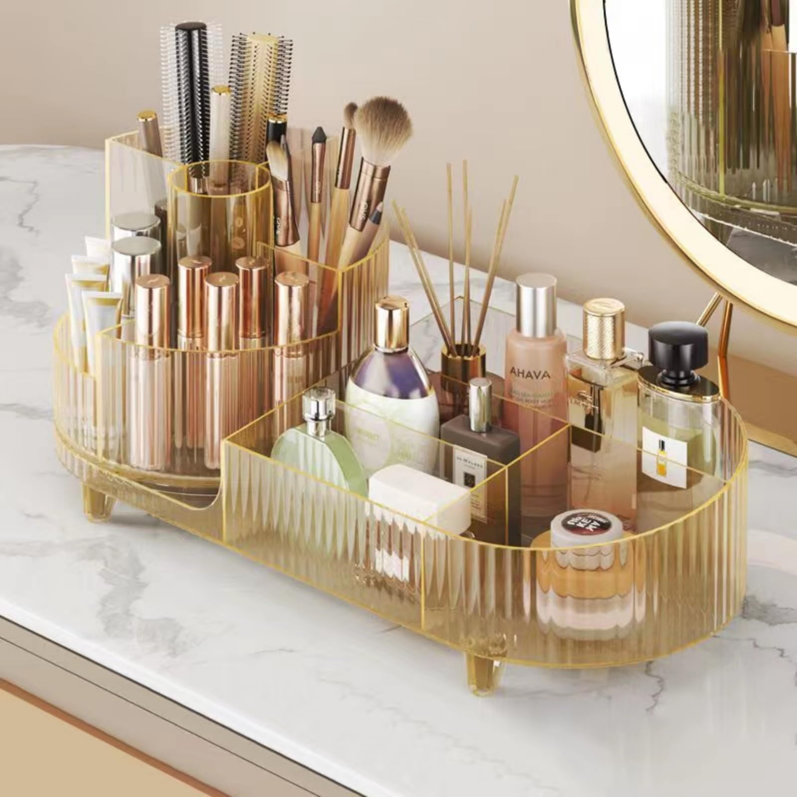 Booklov rotating makeup organizer 360 base enables smooth access to cosmetics