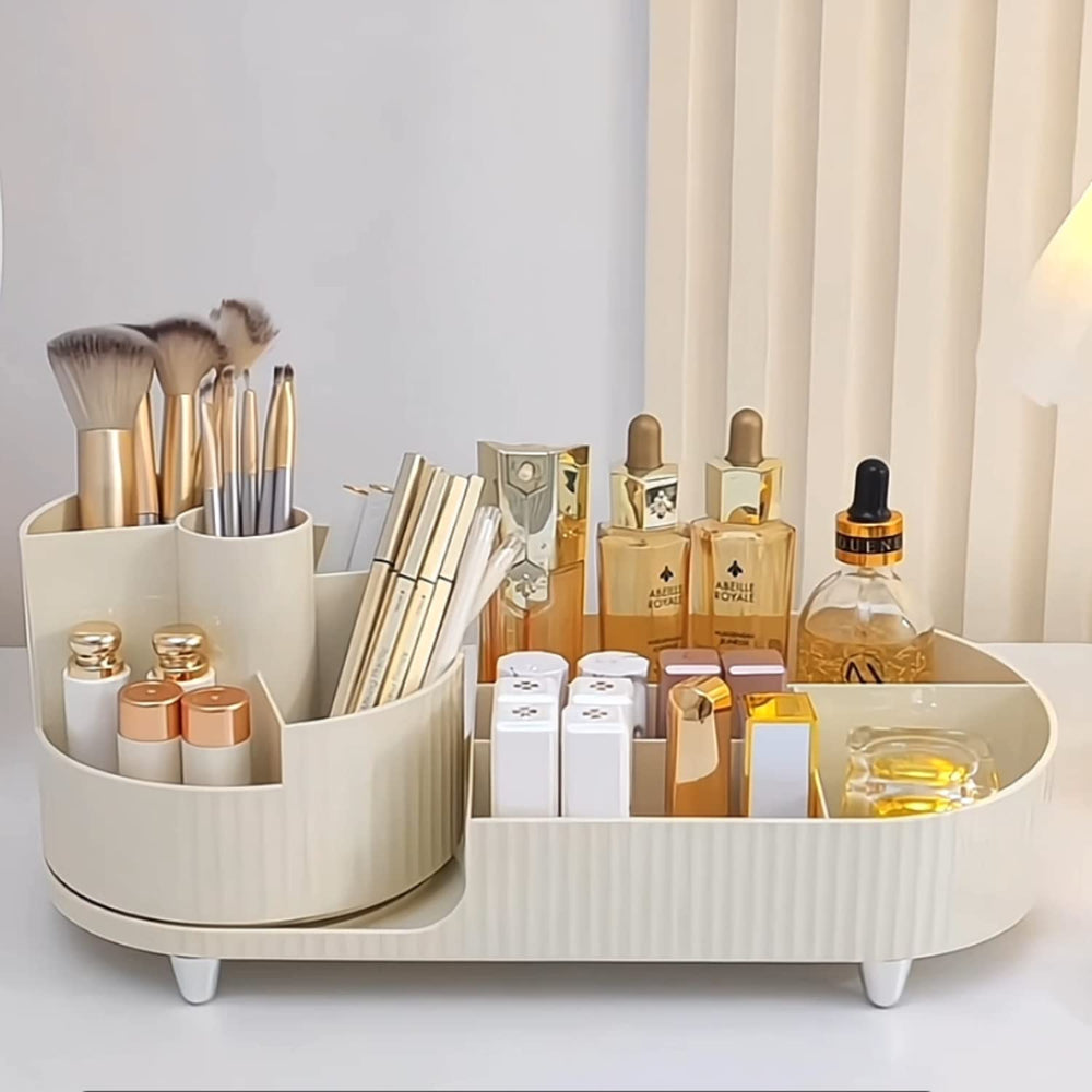 Booklov rotating organizer ivory features lipstick row for easy selection.