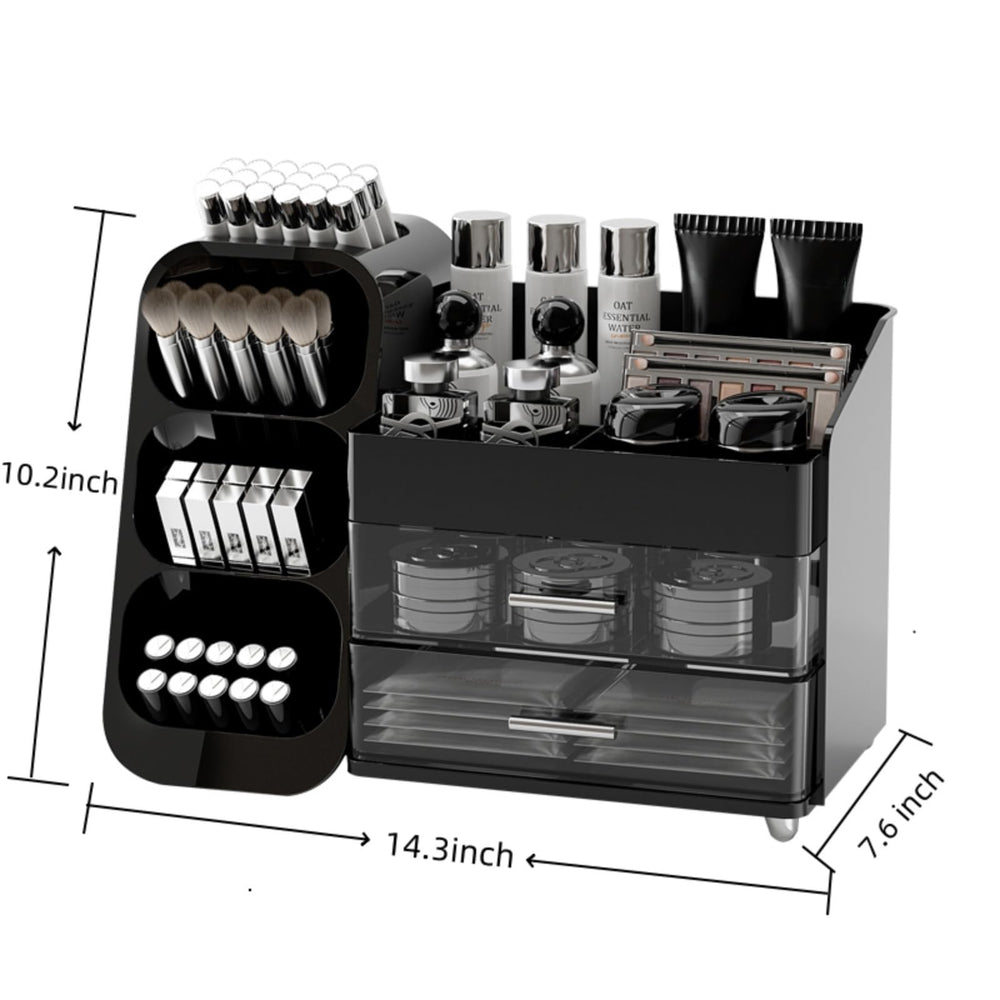 Booklov vanity-display-case-spacious showcases brushes and lipsticks in a tidy, accessible setup.