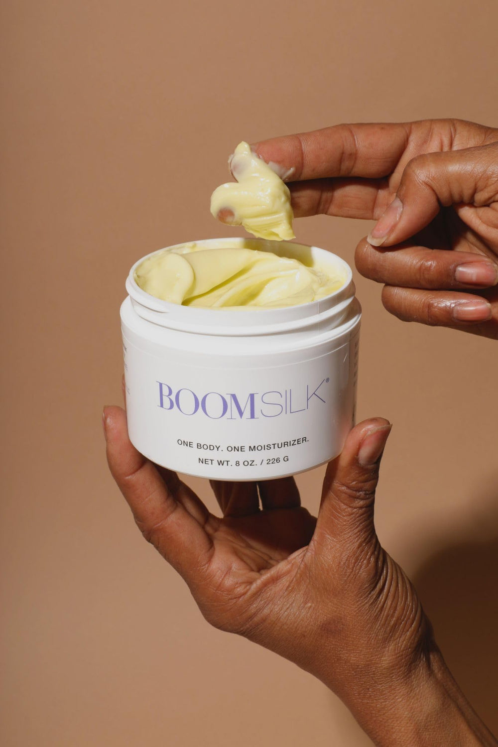 BOOM! by Cindy Joseph Boomsilk beeswax texture swatch shows creamy protective moisture