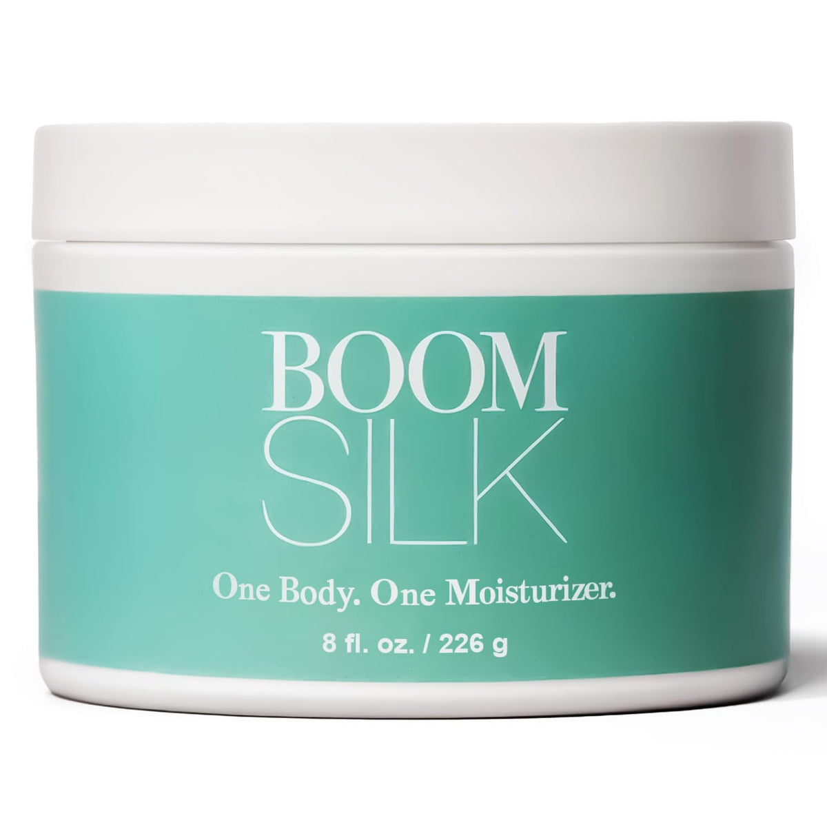 Boomsilk face moisturizer jar shows natural ingredients for gentle hydration.