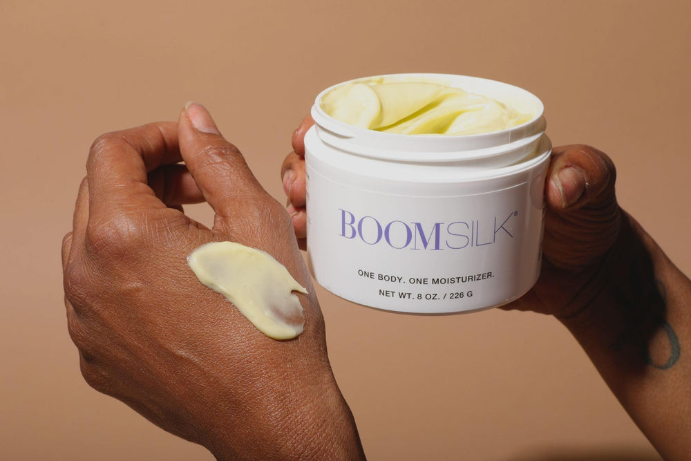 Boomsilk honey and bee pollen closeup highlights natural ingredients.