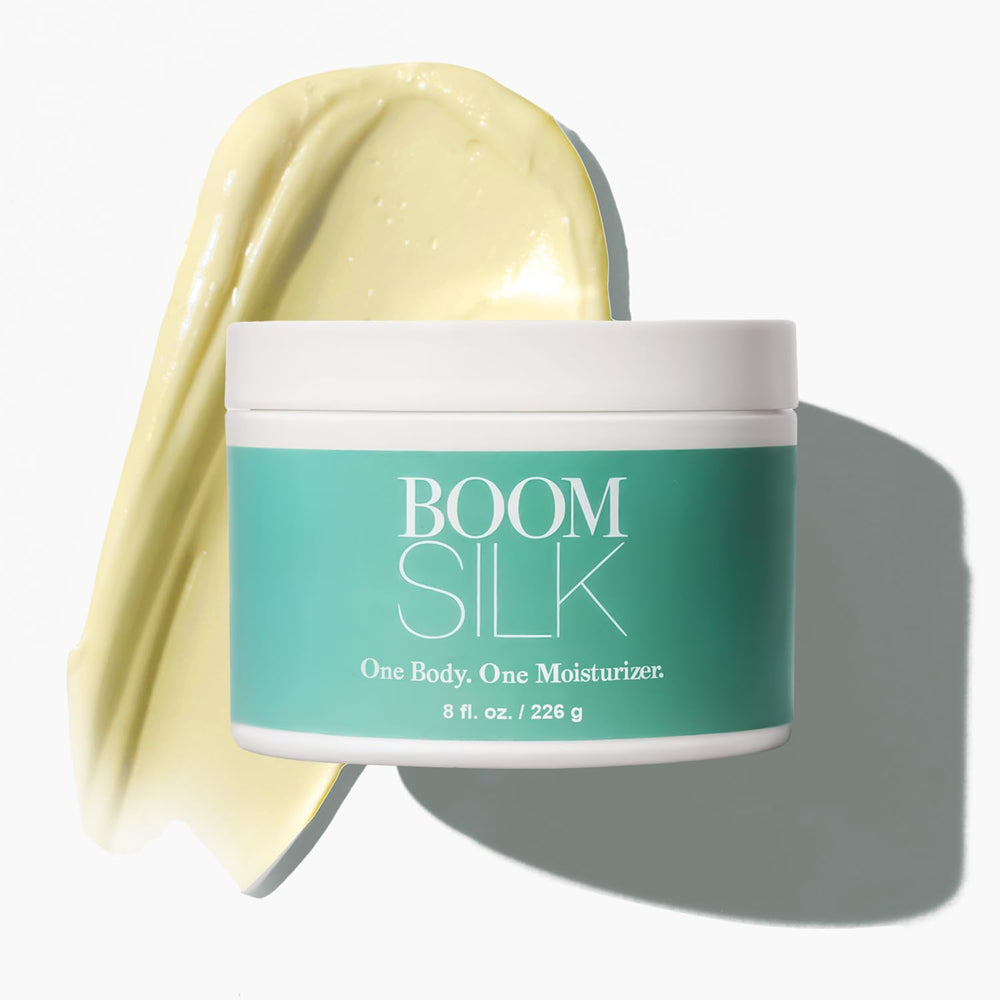 Boomsilk pump bottle detail demonstrates convenient one-step application.