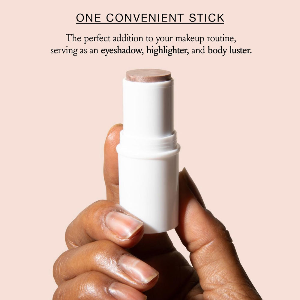 BOOM! Boomstick Glimmer subtle-shimmer-eyes-cheeks offers quick, natural glow.