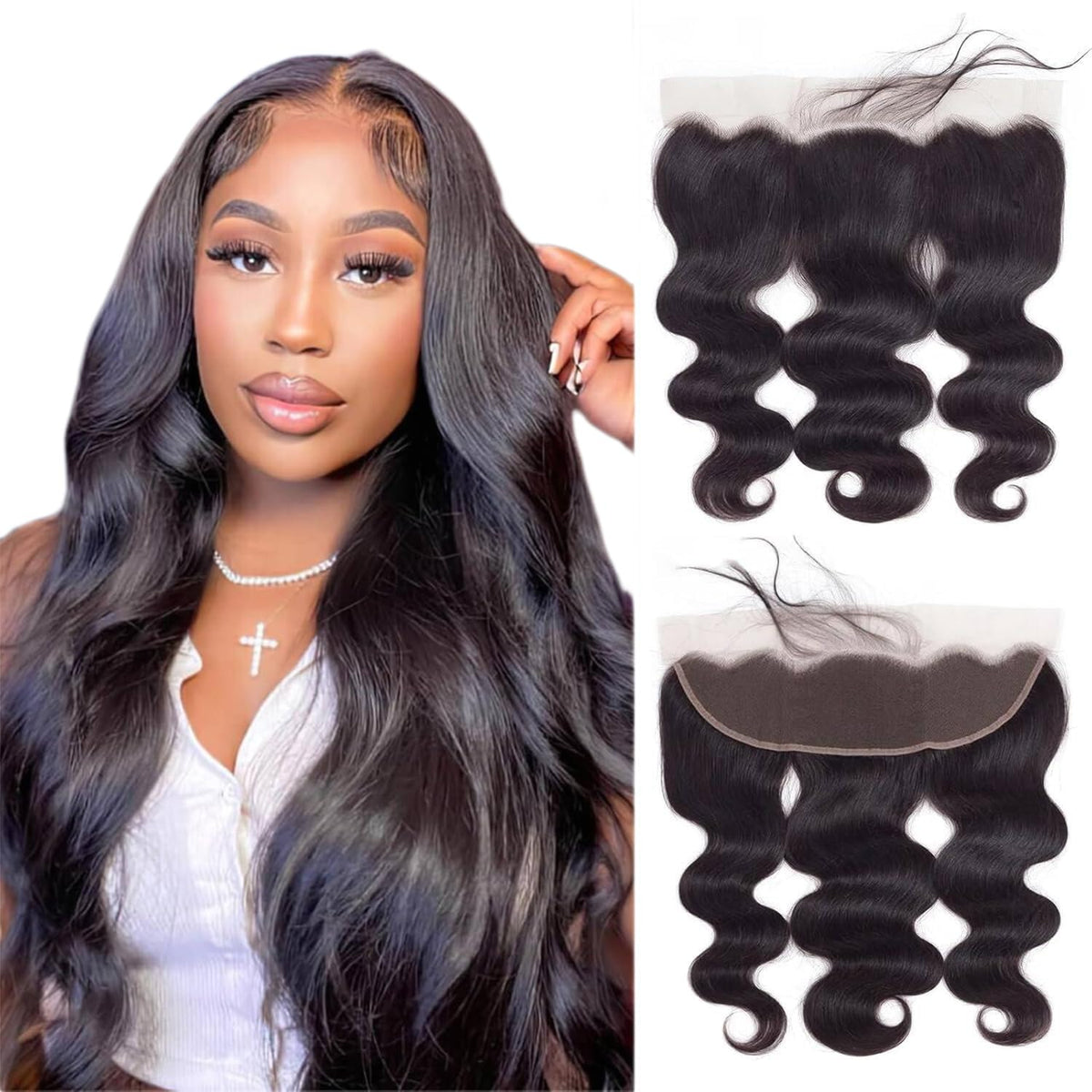 Boopwine 13x4 lace frontal closure, ear-to-ear with natural hairline for versatile parts.