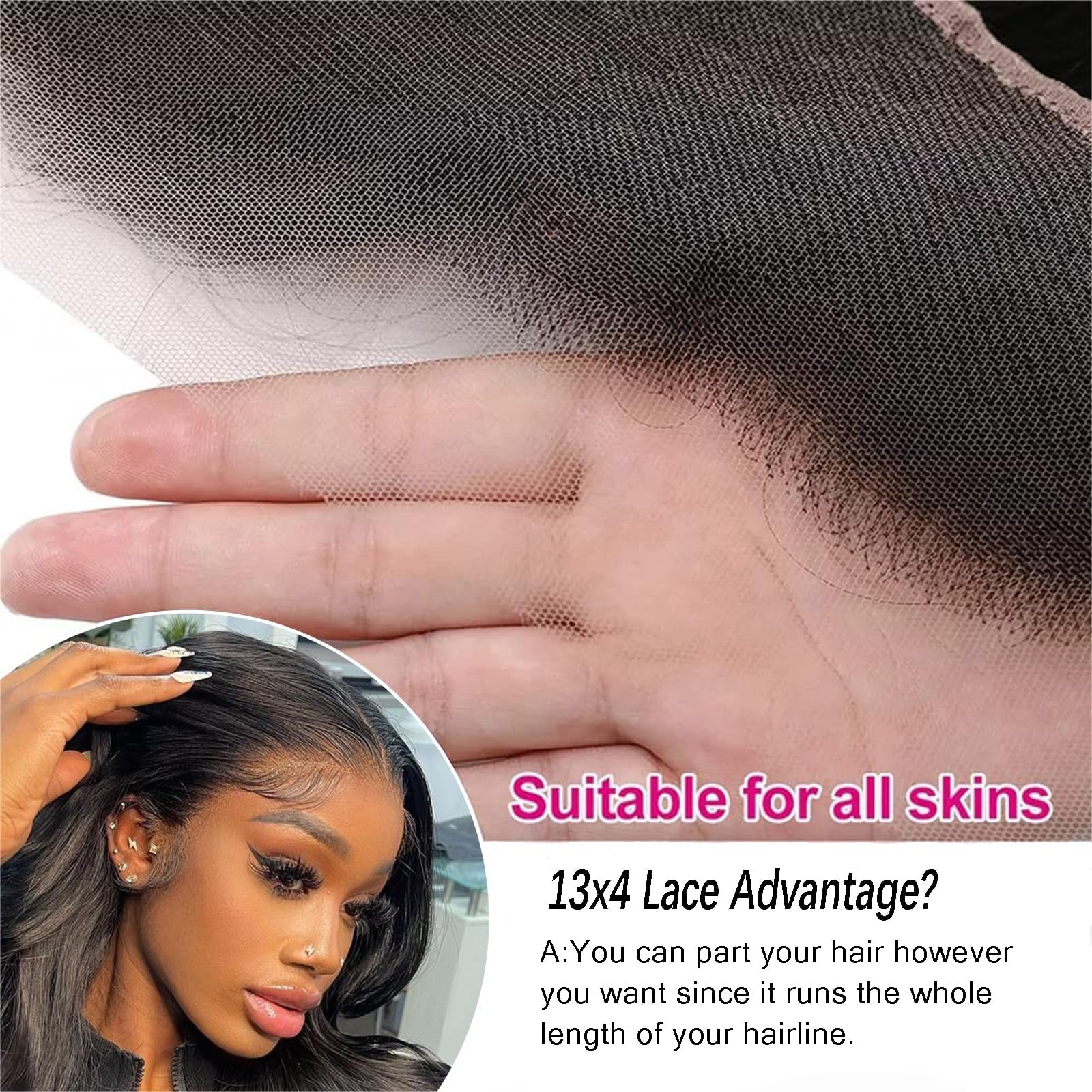 Boopwine 150-density lace frontal closure delivers fuller appearance with lightweight wear.