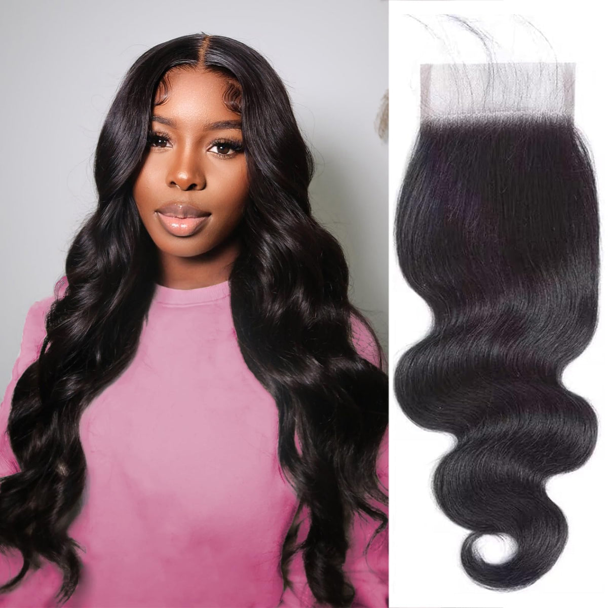 Boopwine 4x4 lace closure body wave 14inch focuses on natural part and easy styling