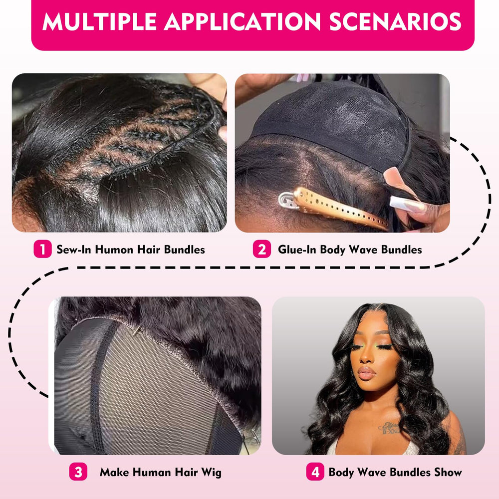 Boopwine body wave bundle dyed-compatible color versatility