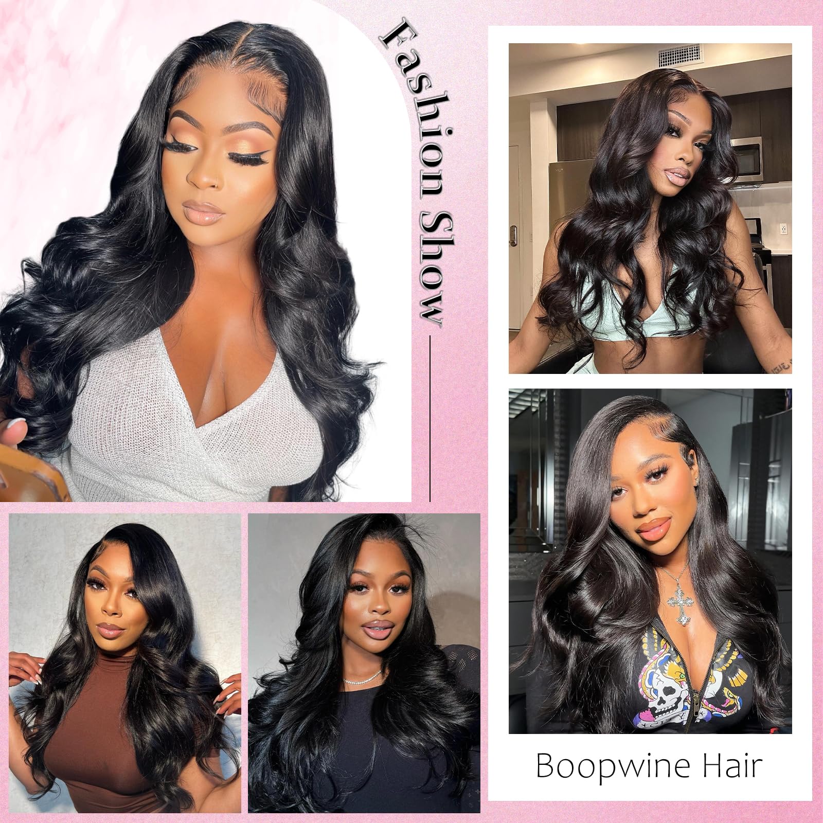 Boopwine body wave bundle natural color look for seamless blend